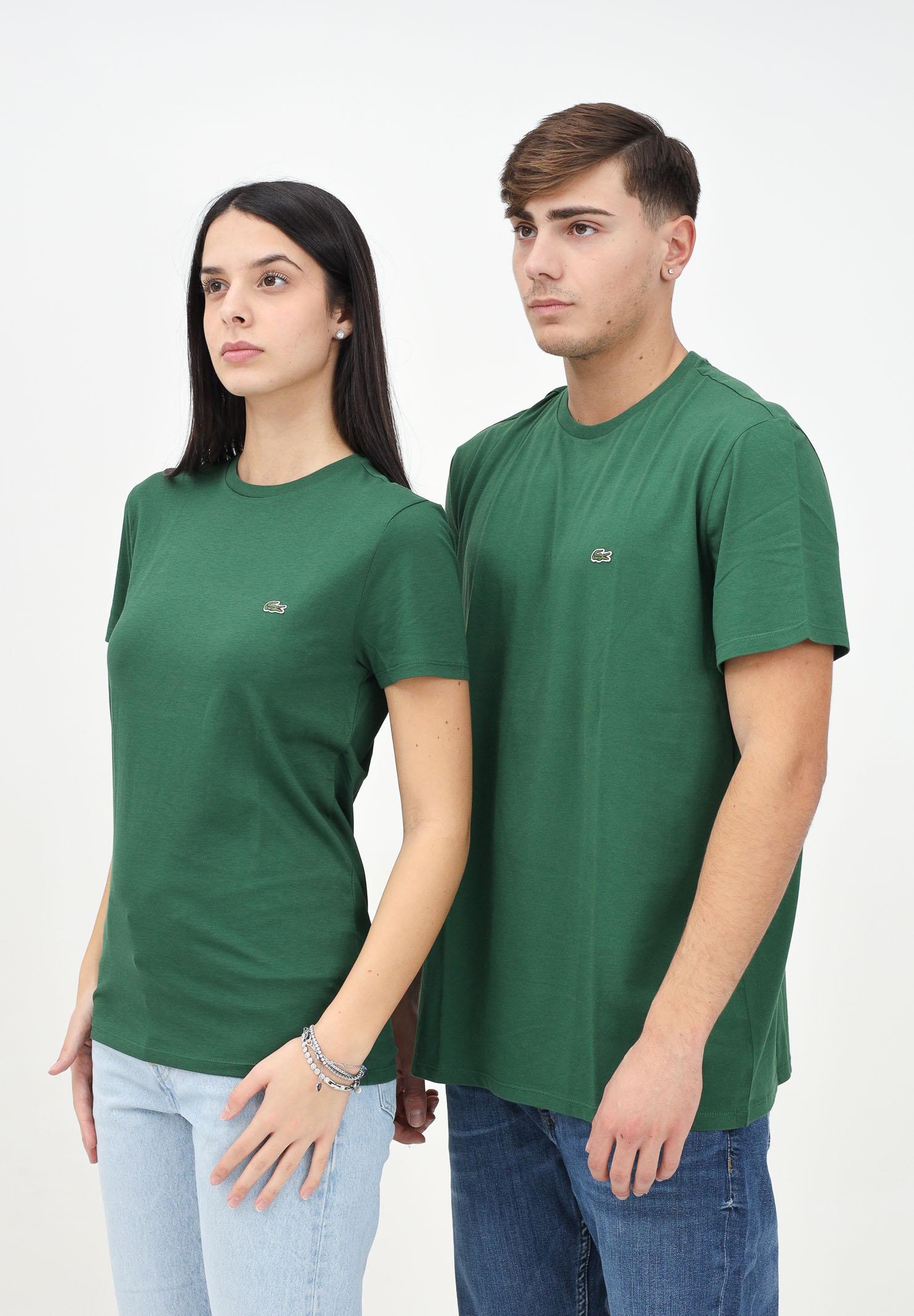 LACOSTE T-shirt a manica corta verde per uomo e donna con patch logo TH6709 132 LACOSTE 