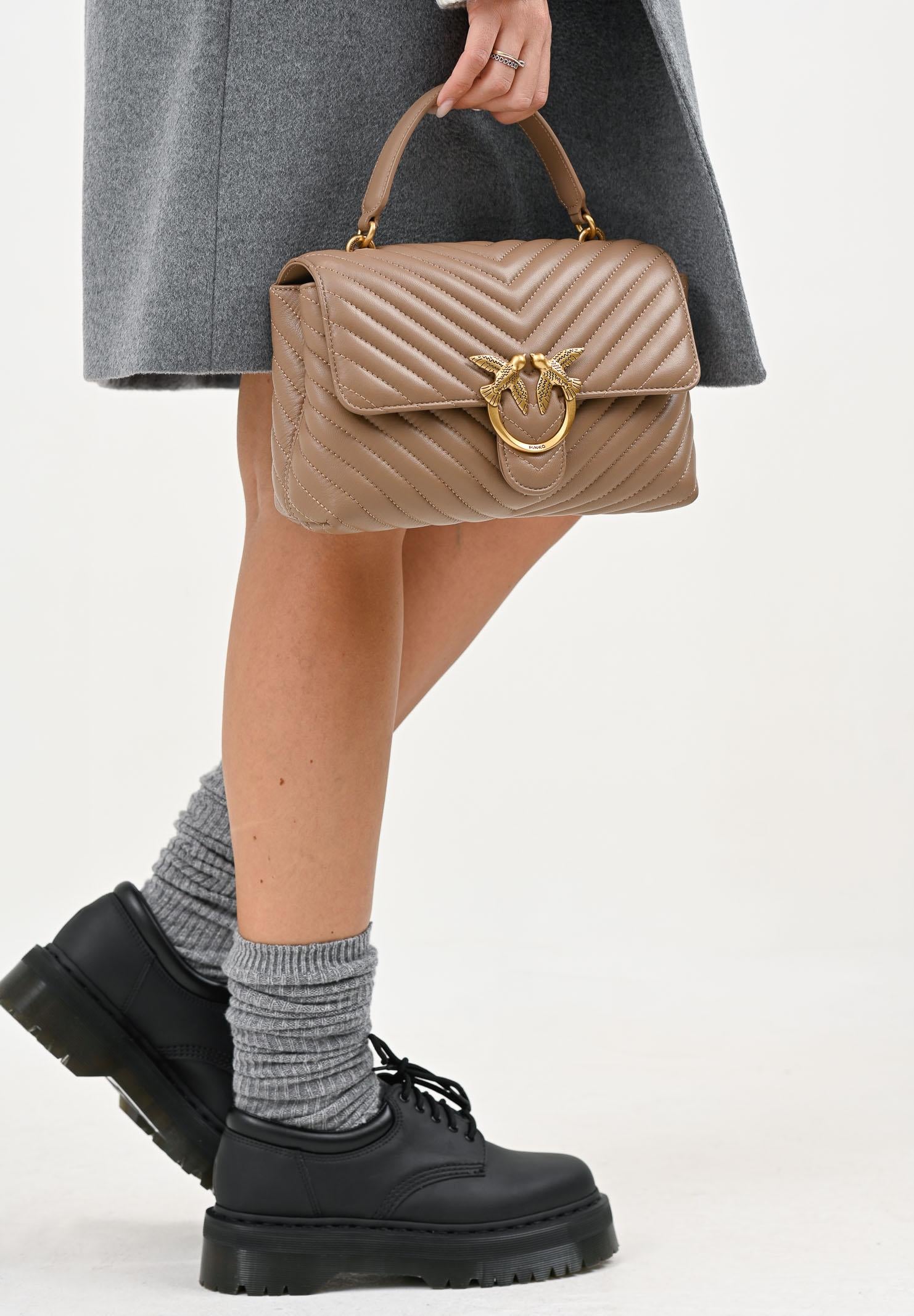 PINKO Borsa a mano Classic Love Bag Puff da donna in nappa trapuntata biscotto 100043A0GK D01Q PINKO 