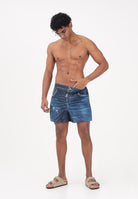 DSQUARED2 Shorts mare blu da uomo effetto denim con dettagli used D7B626690 427 DSQUARED2 
