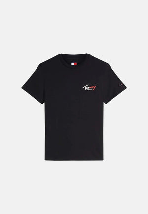 TOMMY JEANS T-shirt a manica corta nera da uomo con logo frontale DM0DM22538 BDS TOMMY JEANS 