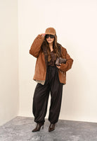 VICOLO Pantalone in ecopelle marrone da donna TF1043 MA VICOLO 