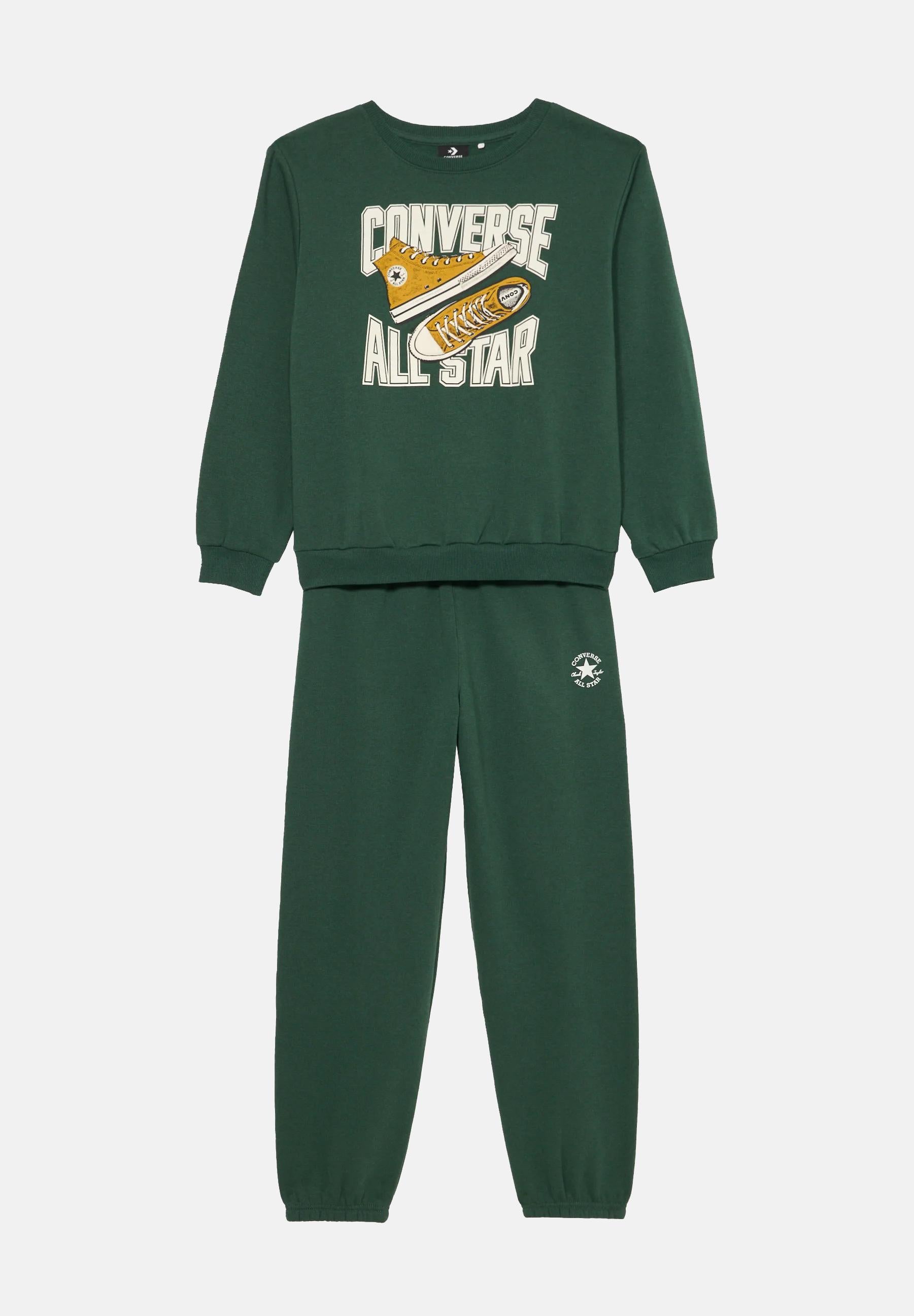 CONVERSE Tuta verde per bambino e bambina con stampa logo 9CH866 F8G CONVERSE 