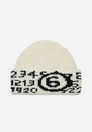 MAISON MARGIELA Berretto di lana panna per uomo e donna con Numeric logo jacquard M60915MM06M M6101 MAISON MARGIELA 