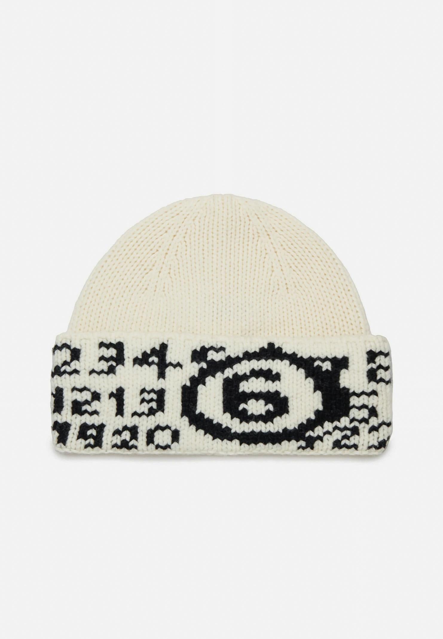 MAISON MARGIELA Berretto di lana panna per uomo e donna con Numeric logo jacquard M60915MM06M M6101 MAISON MARGIELA 