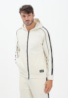 EA7 Felpa con zip panna da uomo rifinita da bande logate 7M000973AF10377 U1105 EA7 