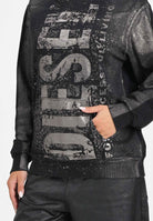 DIESEL Felpa con cappuccio nera per donna, ragazzi e bambini dal look vissuto J02492KYAZU K900 DIESEL 