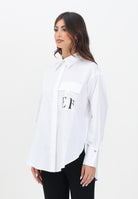 ELISABETTA FRANCHI Camicia a manica lunga bianca da donna in popeline di cotone a righe CA12156E2 100 ELISABETTA FRANCHI 