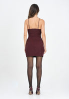 ELISABETTA FRANCHI Abito corto bordeaux da donna in gabardina di misto lana con pizzo AB82856E2 EA4 ELISABETTA FRANCHI 