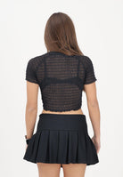 ADIDAS ORIGINALS T-shirt a manica corta SMOCKED CALI nera da donna KD0300 . ADIDAS ORIGINALS 