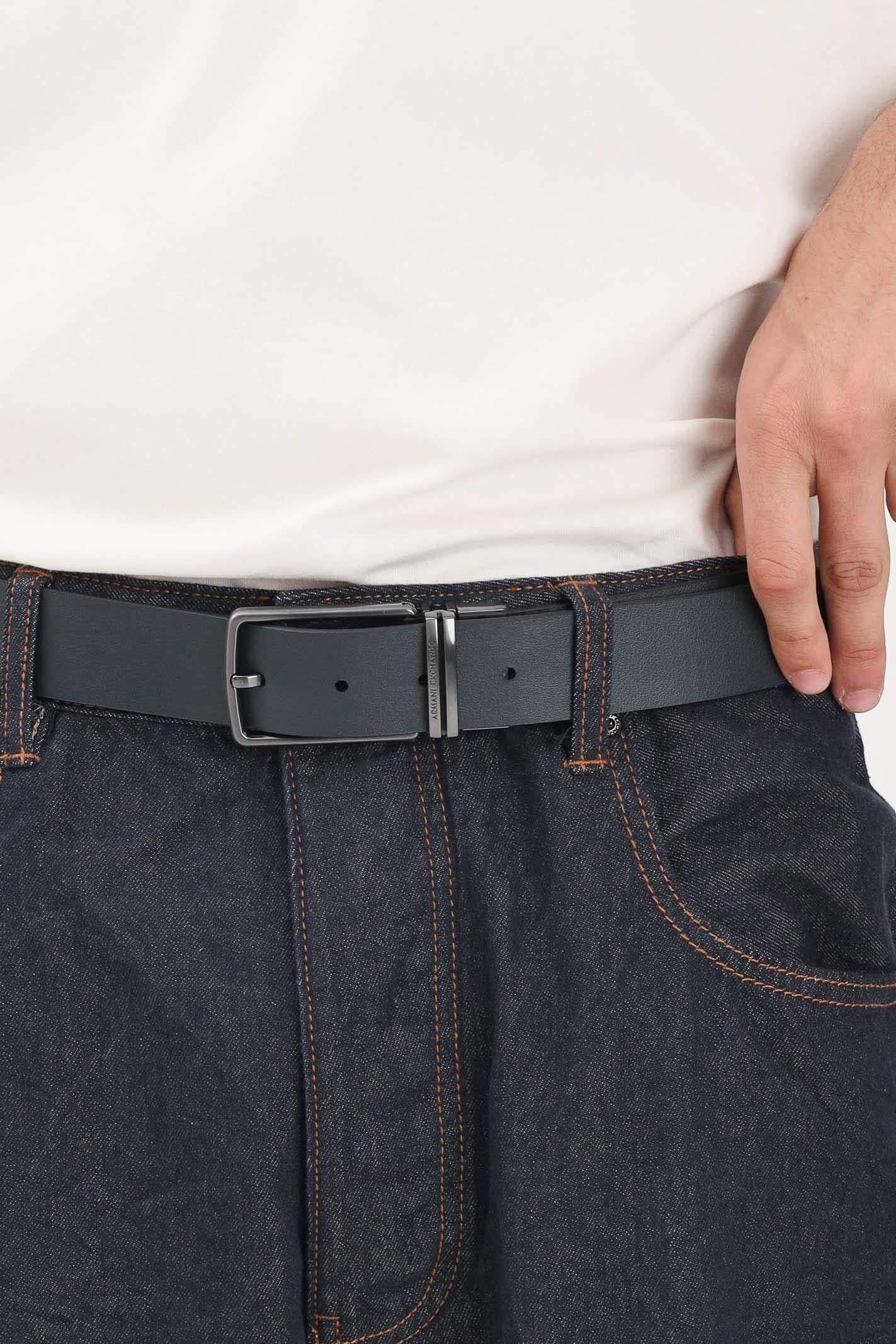 ARMANI EXCHANGE Cintura reversibile blu e nera da uomo XM002836AF24982 MC038 ARMANI EXCHANGE 