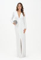 ALMA SANCHEZ Abito lungo Acacio bianco da donna con luminosi micro strass AS2526004EL 010 ALMA SANCHEZ 