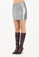 ADIDAS ORIGINALS Gonna corta 3 STRIPES in denim argento da donna KD2899 . ADIDAS ORIGINALS 