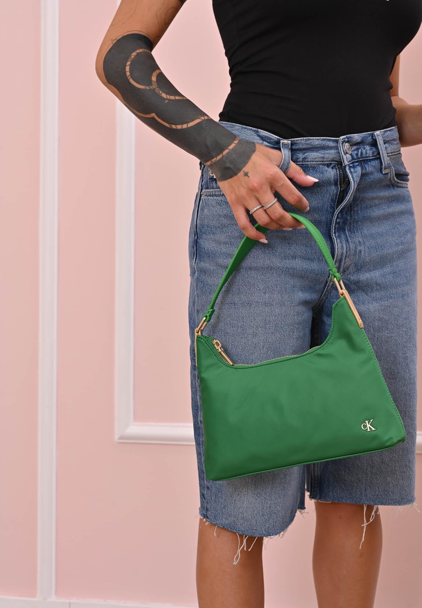 CALVIN KLEIN Borsa a Spalla Verde Donna con Logo