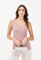 VICOLO Canotta rosa da donna realizzata in un tessuto lavorato con filato lamé UF0055 RO VICOLO 