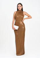 ELISABETTA FRANCHI Abito lungo bronzo da donna in maglia laminata AM13Q56E2 EC1 ELISABETTA FRANCHI 