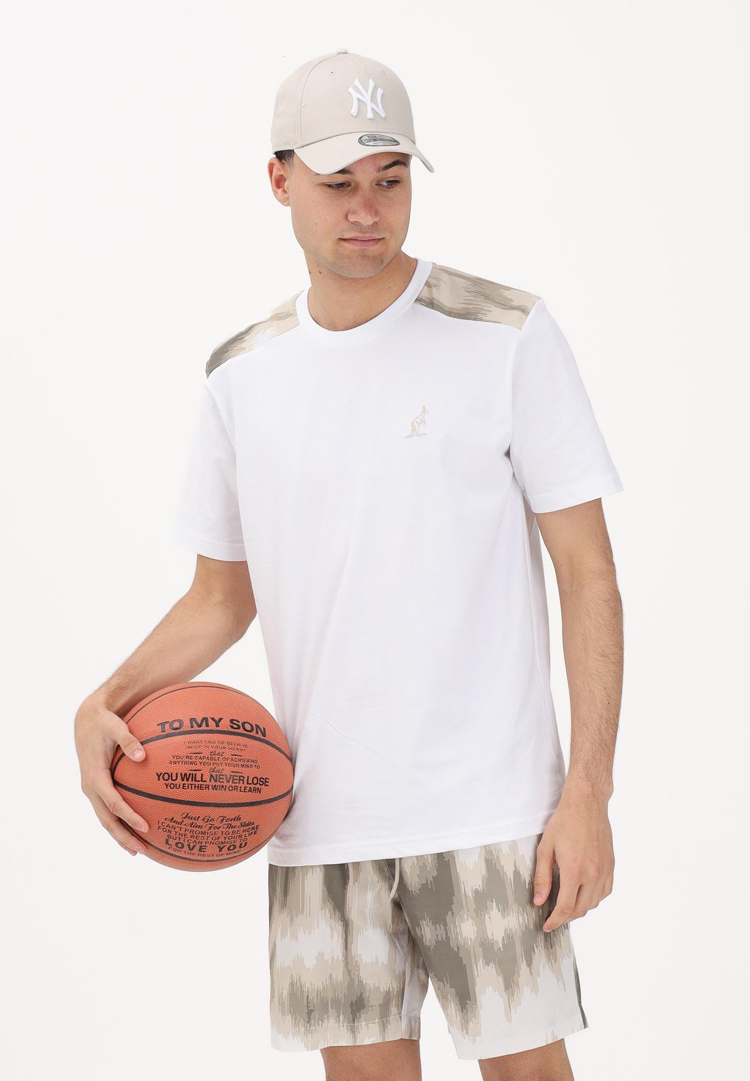 AUSTRALIAN T-shirt a manica corta bianca da uomo arricchita da inserti fantasia sulle spalle SWUTS0078 002 AUSTRALIAN 