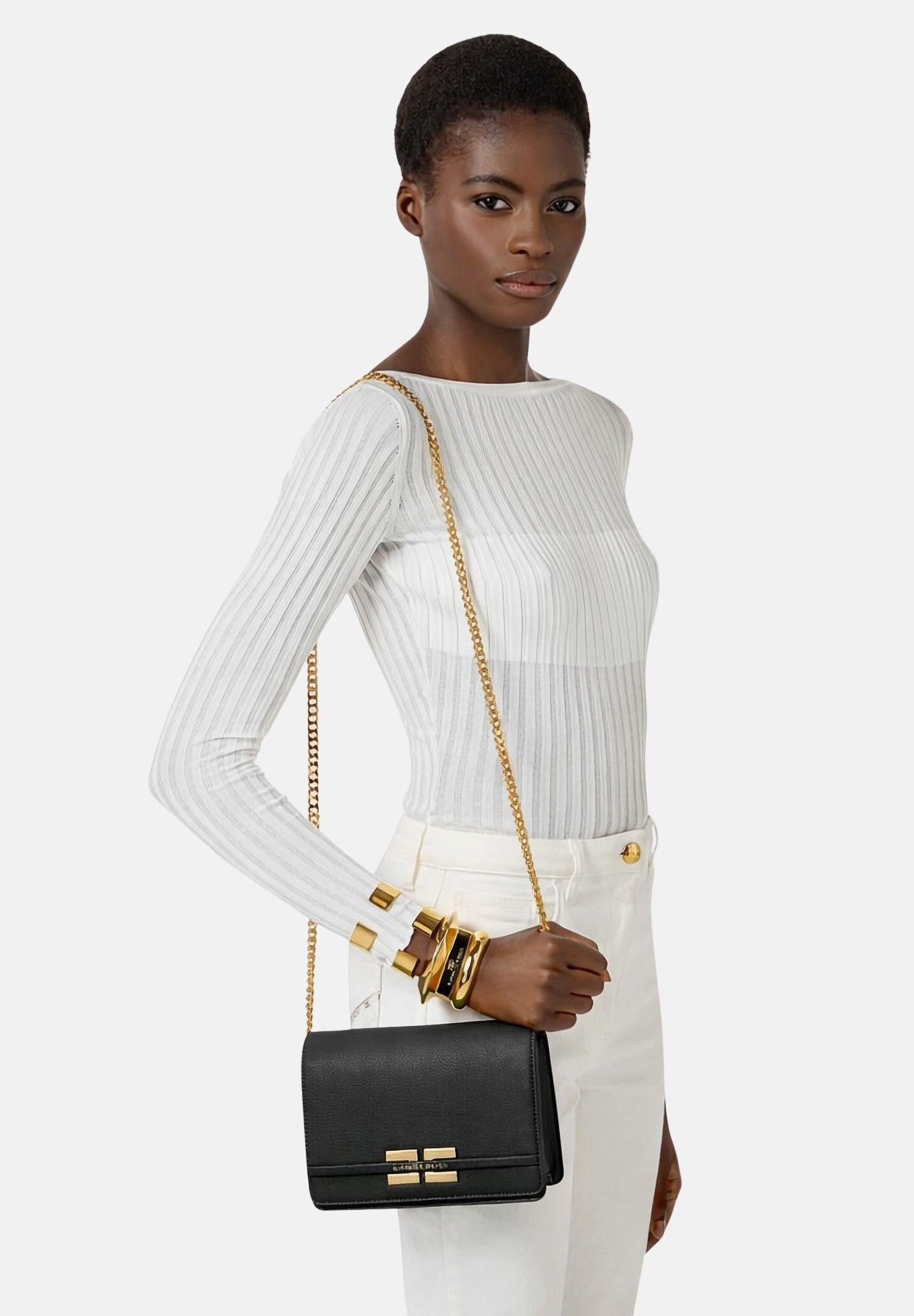 ELISABETTA FRANCHI Pochette nera da donna con logo BS39A61E2 110 ELISABETTA FRANCHI 