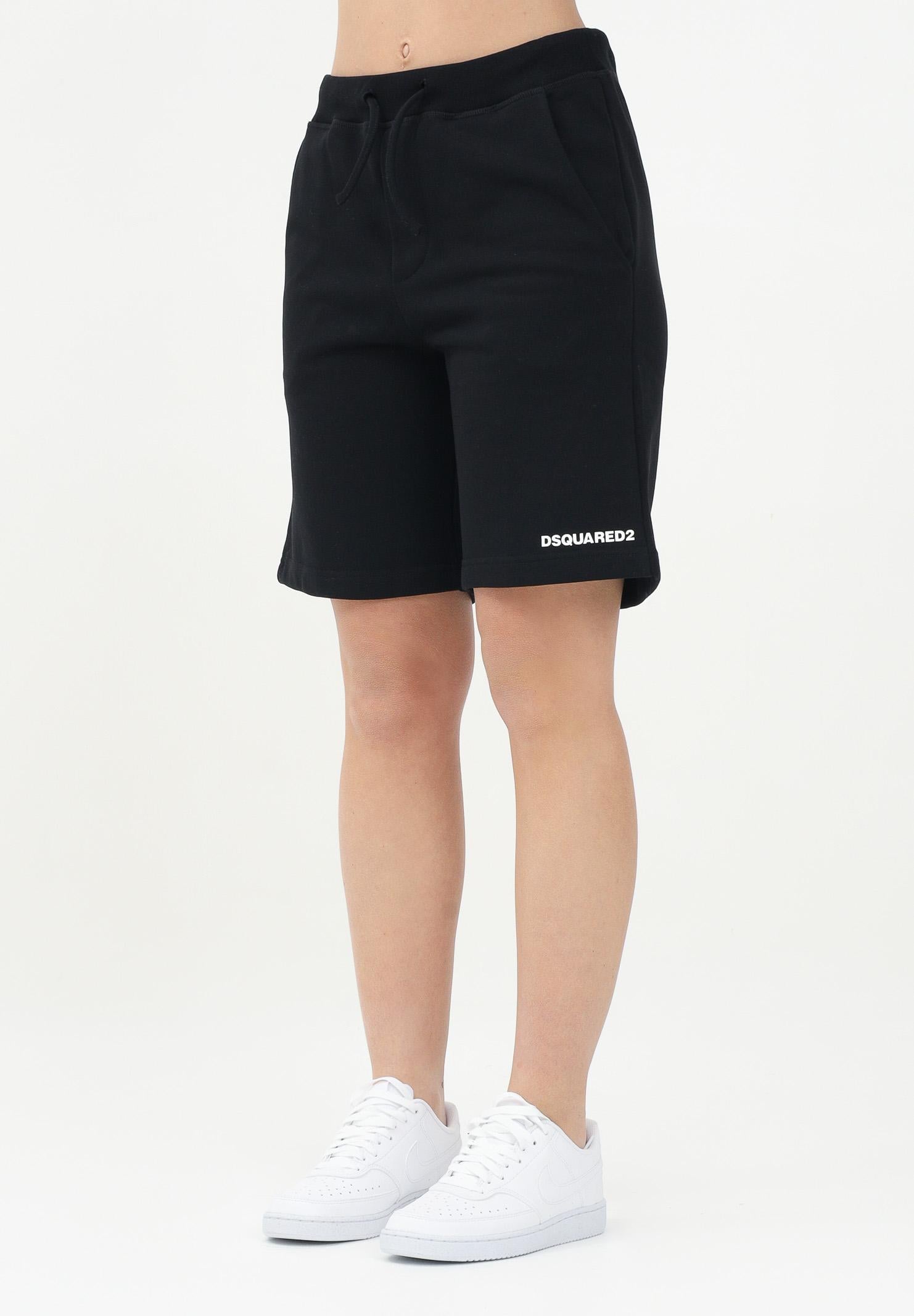 DSQUARED2 Shorts sportivo nero per donna, ragazzi e bambini con stampa logo DQ2738D0094 DQ900 DSQUARED2 