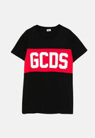 GCDS T-shirt a manica corta nera per bambino e bambina con stampa logo GCDS B2KU2329JF1 99 GCDS 