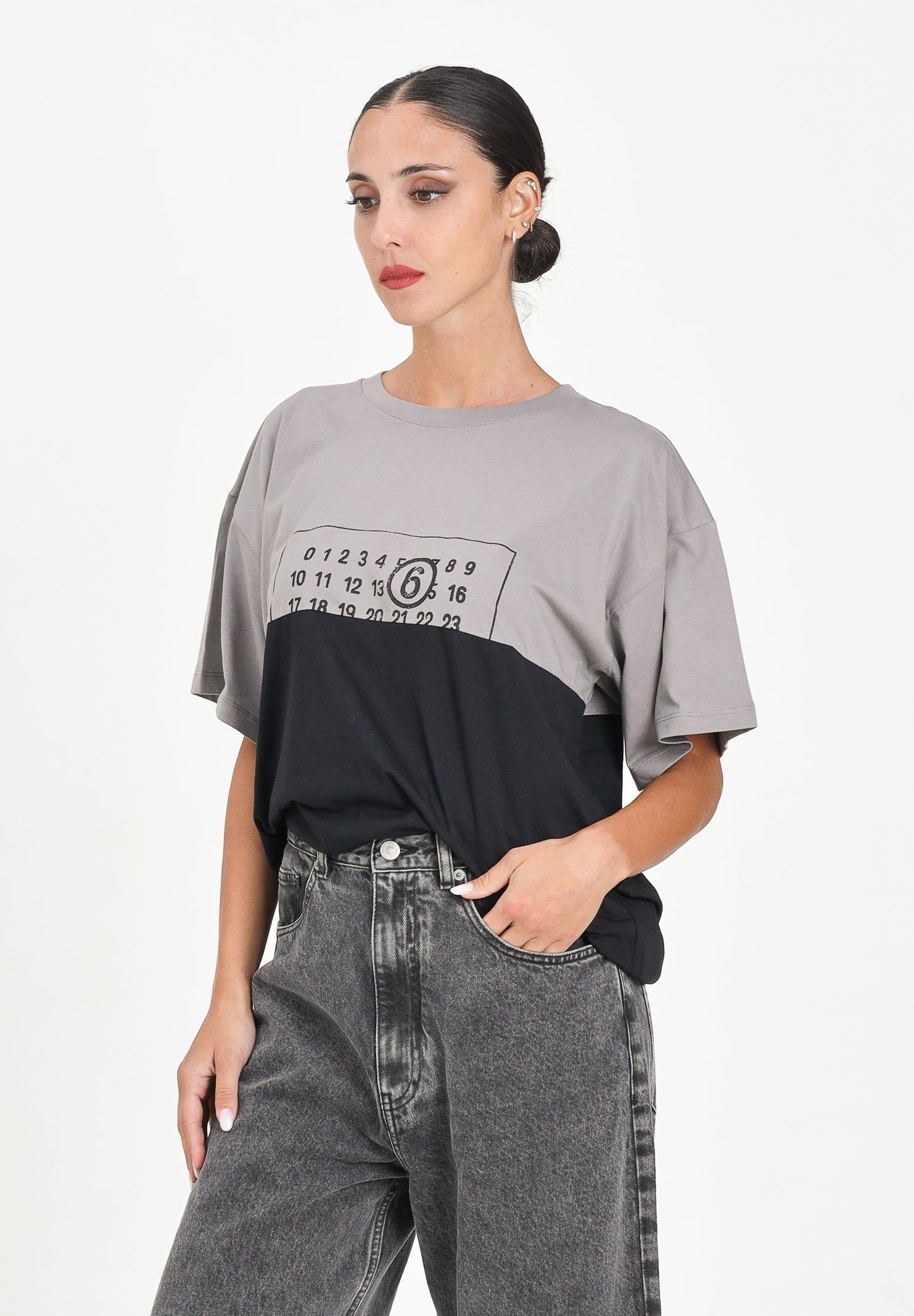 MAISON MARGIELA: T-shirt Re-Cut Nera e Grigia - Donna, Ragazzi, Bambini