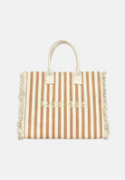 MARC ELLIS Borsa mare beige e panna da donna con motivo a righe e logo BUBY-S-JOAN LITA MARC ELLIS 