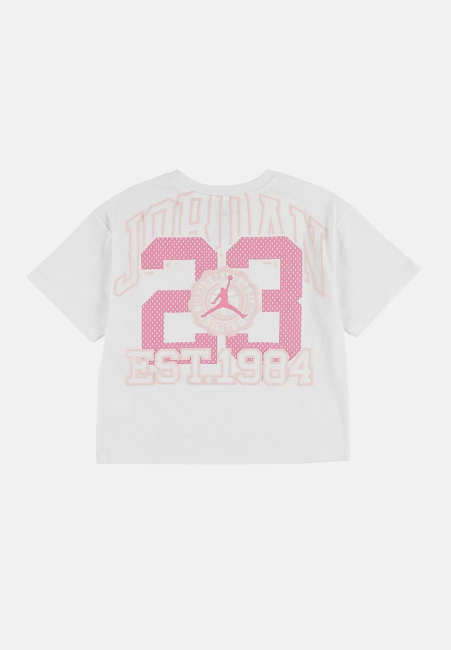 JORDAN T-shirt a manica corta bianca da bambina con maxi stampa grafica 45F900 001 JORDAN 