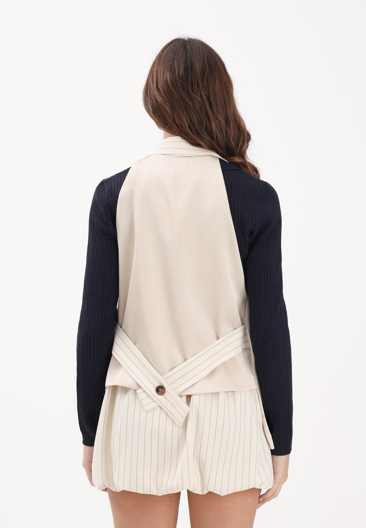 VICOLO Gilet panna da donna con motivo gessato TAB0101 ABFBU VICOLO 