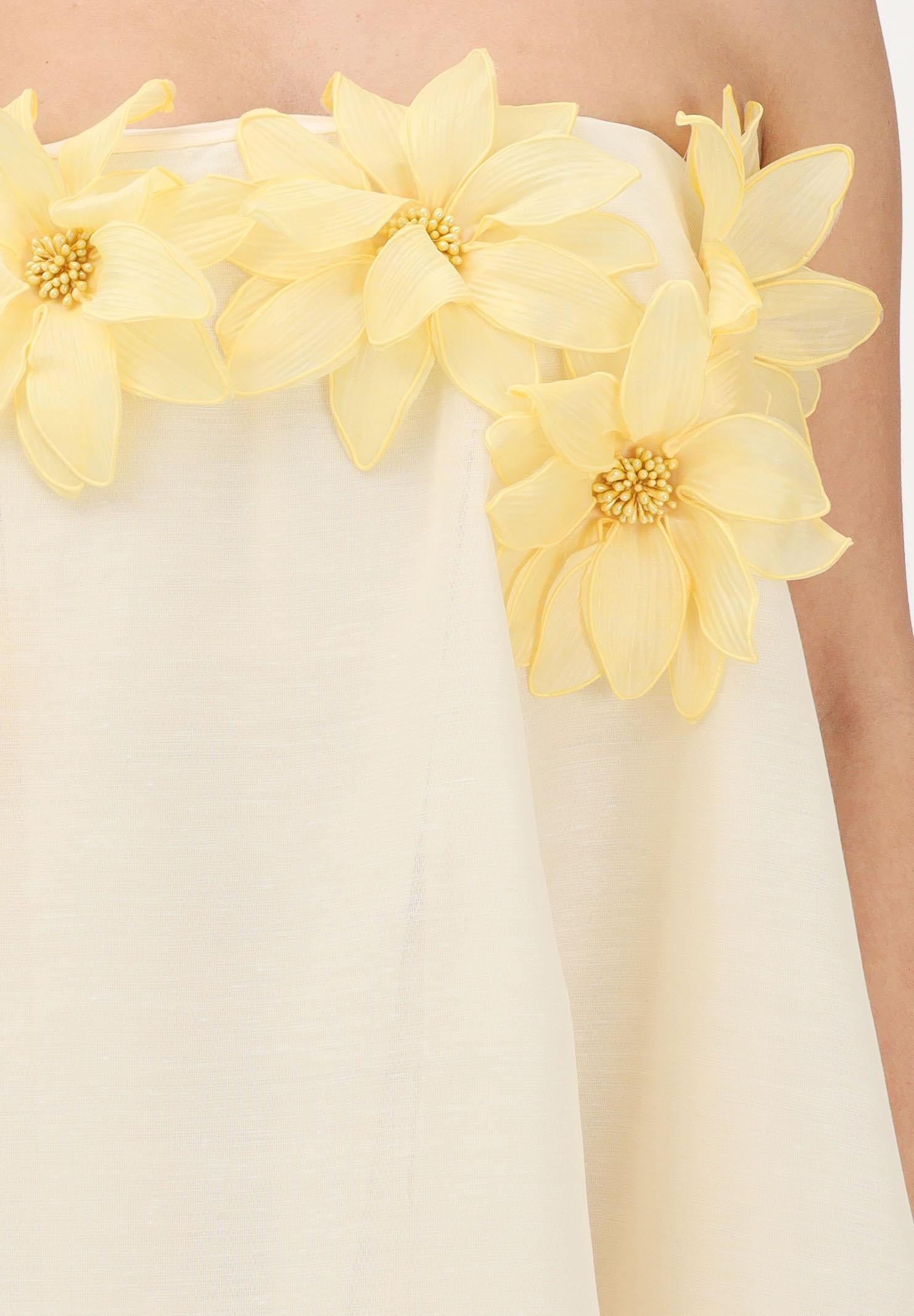 ODI ODI Abito corto giallo da donna con applicazioni floreali BORDIGHERA110S6 D9 ODI ODI 