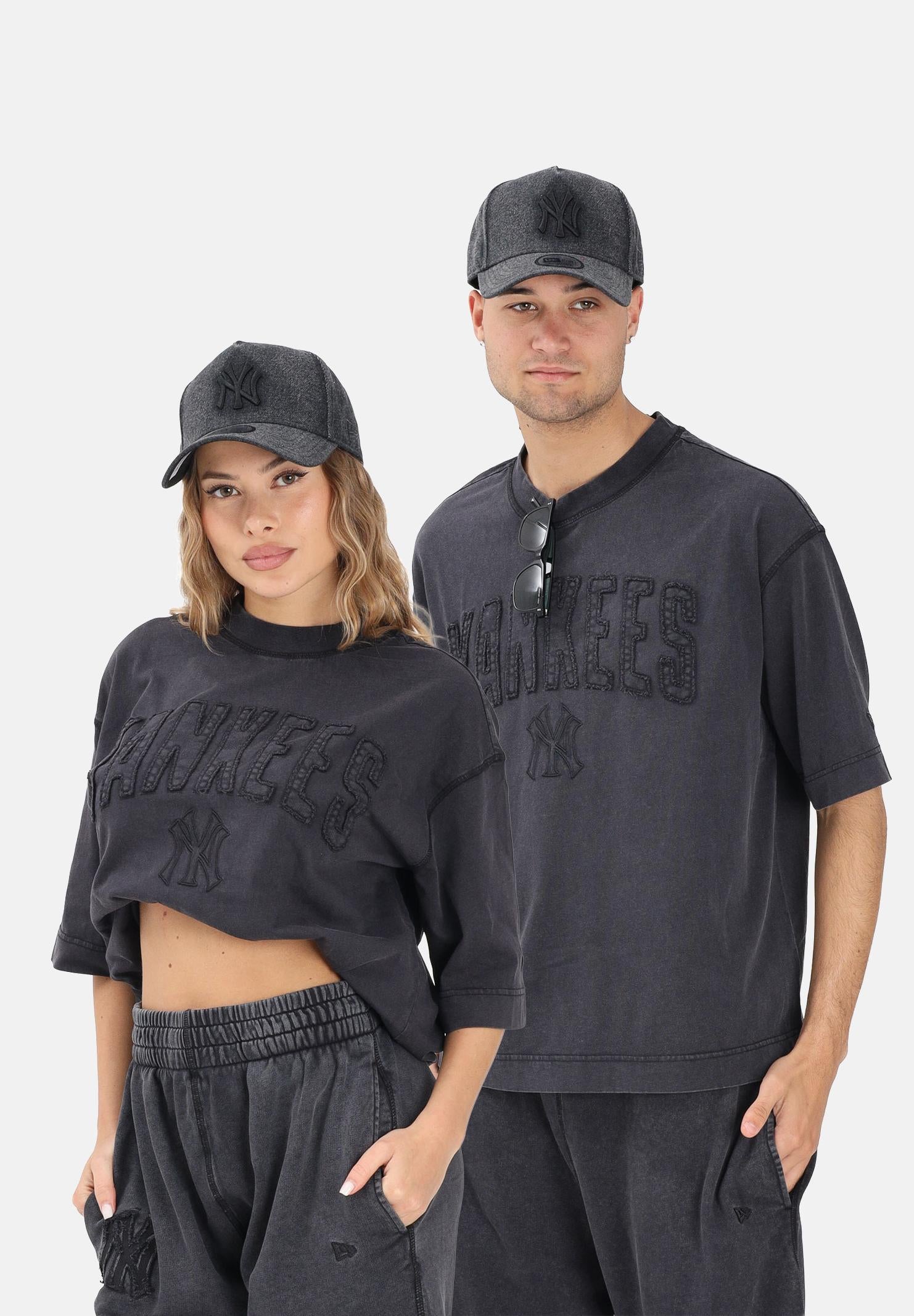 NEW ERA T-shirt a manica corta New York Yankees MLB Washed nera per uomo e donna 60771645 . NEW ERA 