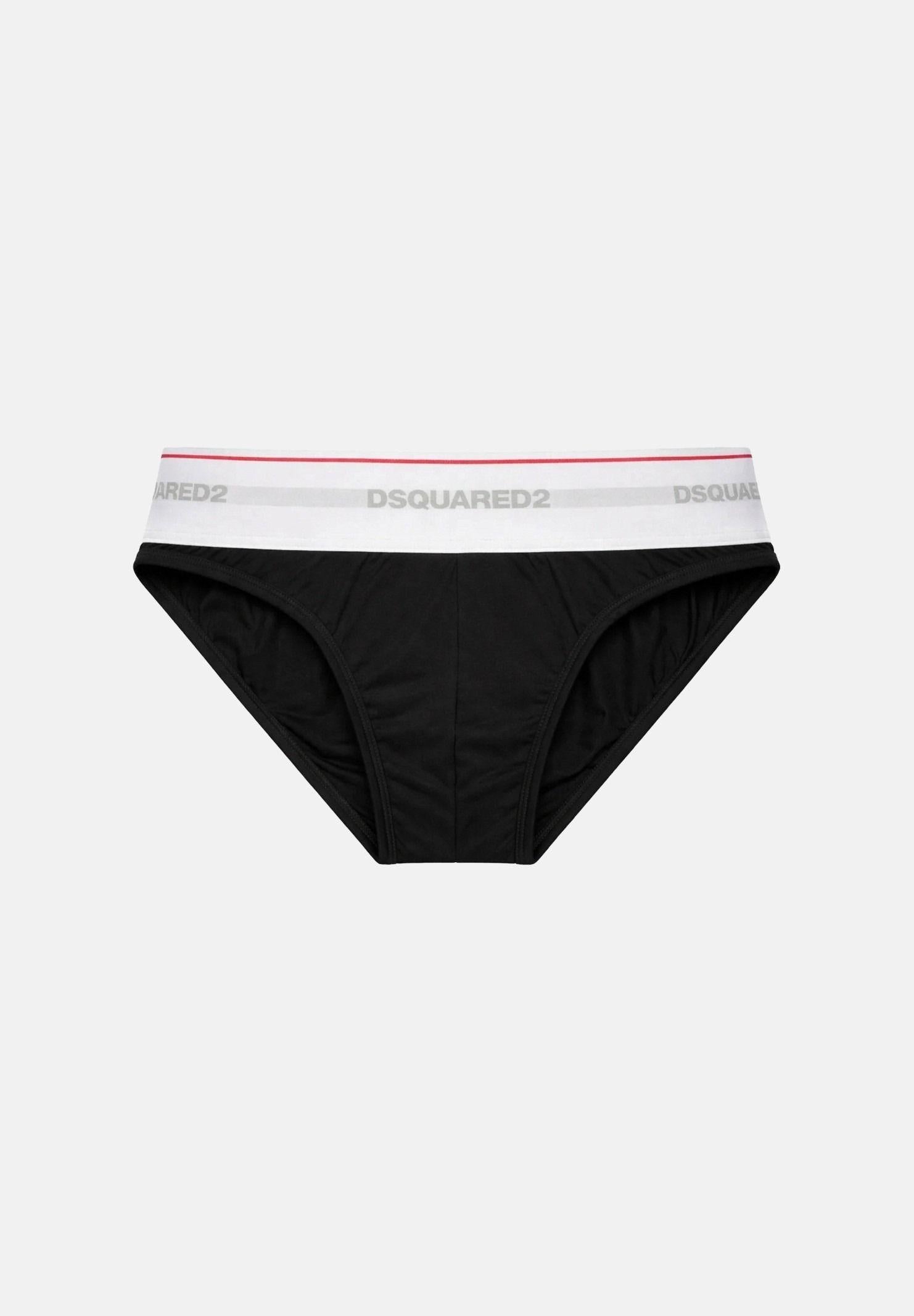 DSQUARED2 Slip nero da uomo con fascia logata D9L846320 001 DSQUARED2 