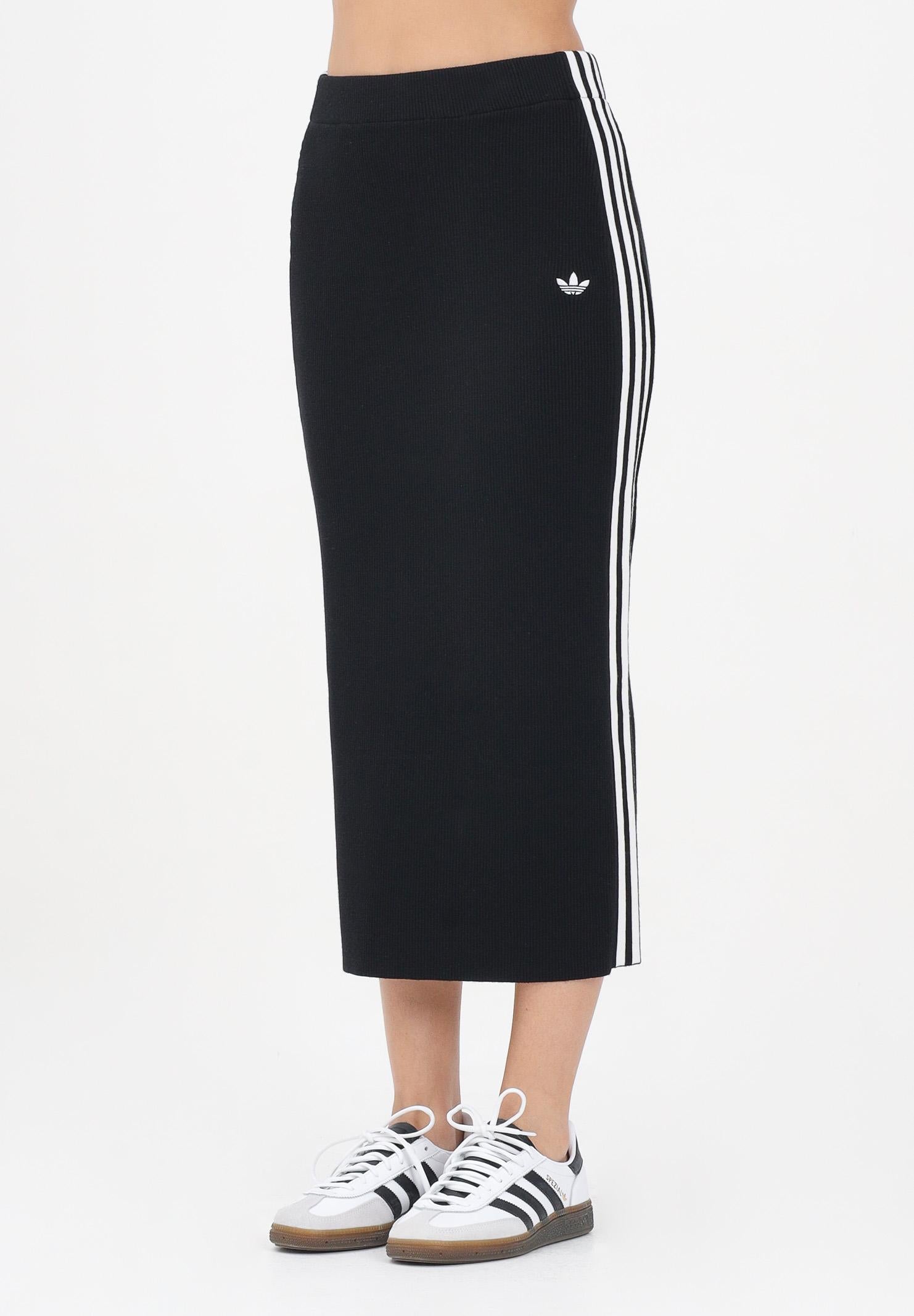 ADIDAS ORIGINALS Gonna midi adicolor Knit 3-Stripes nera da donna JW2661  ADIDAS ORIGINALS 
