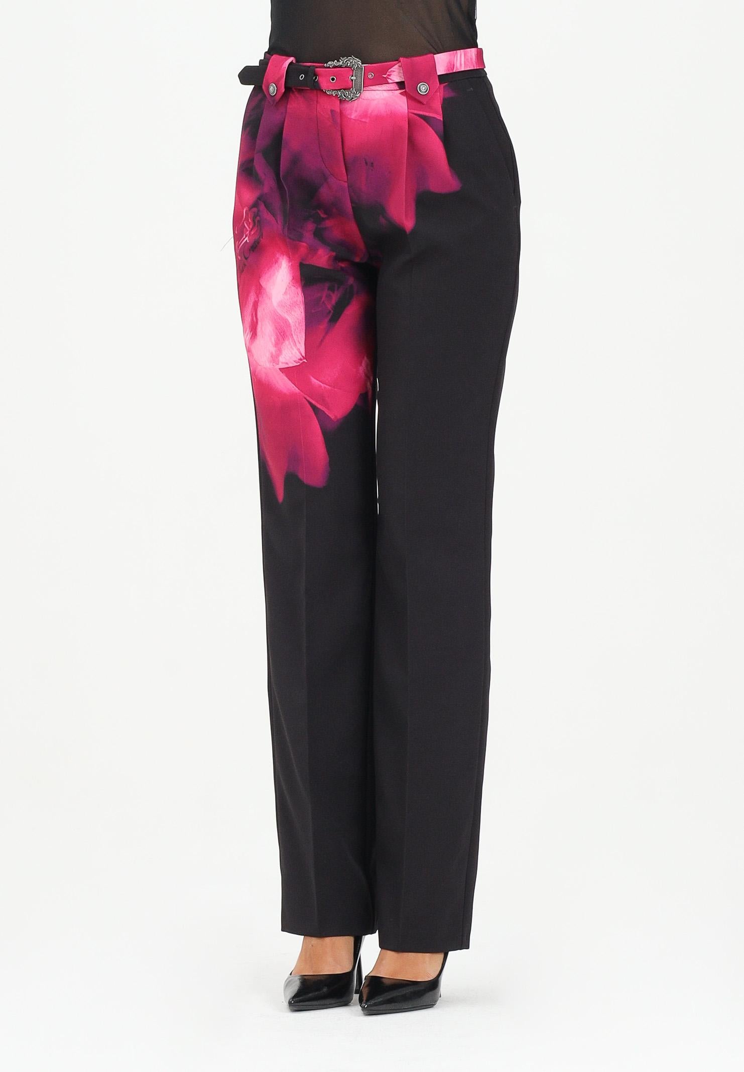 VERSACE JEANS COUTURE Pantalone elegante nero da donna con stampa fiore 79HAA1P1NS731 474 VERSACE JEANS COUTURE 