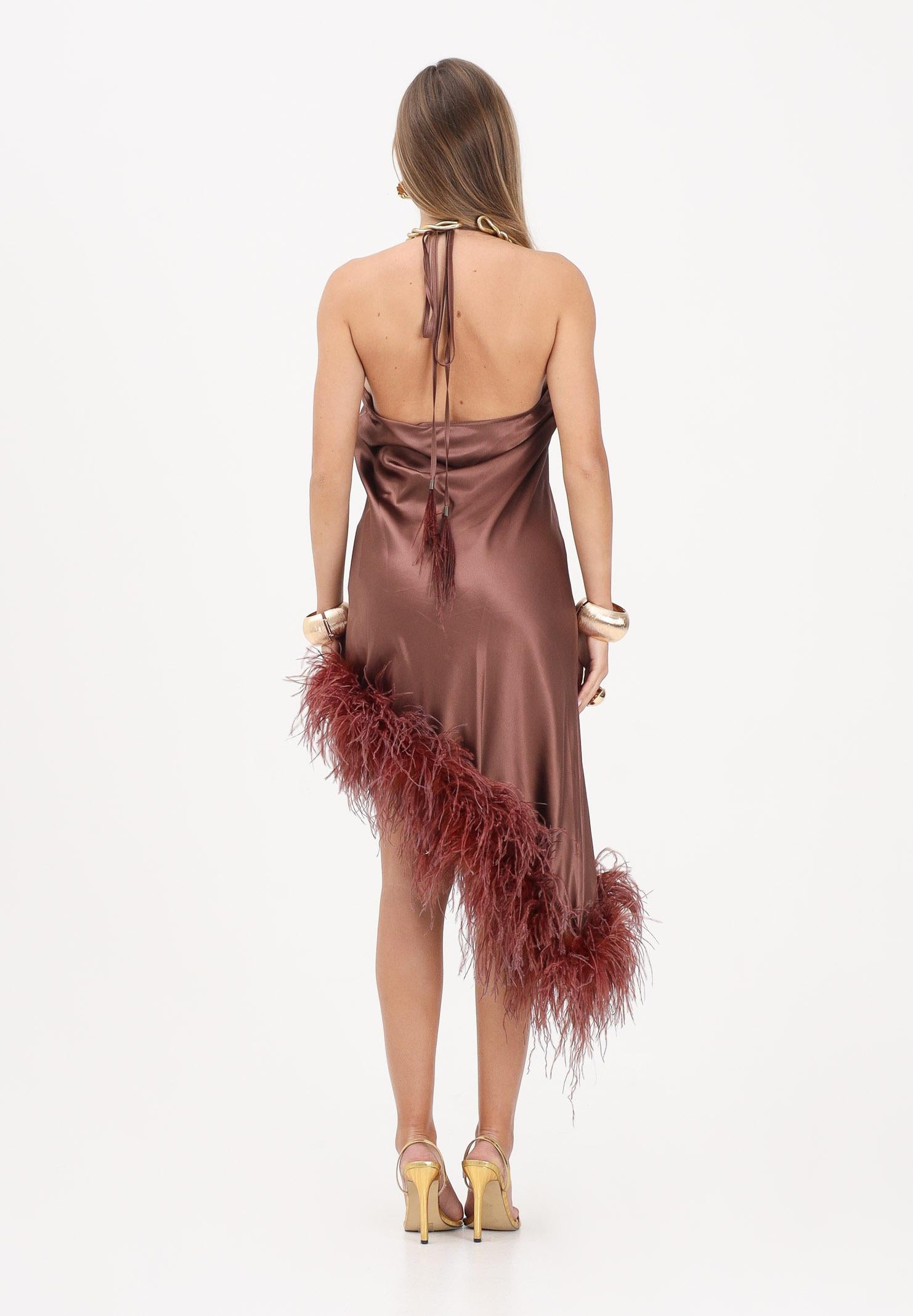NOELL MAGGINI Abito corto marrone da donna con piume 0126147 C304 NOELL MAGGINI 