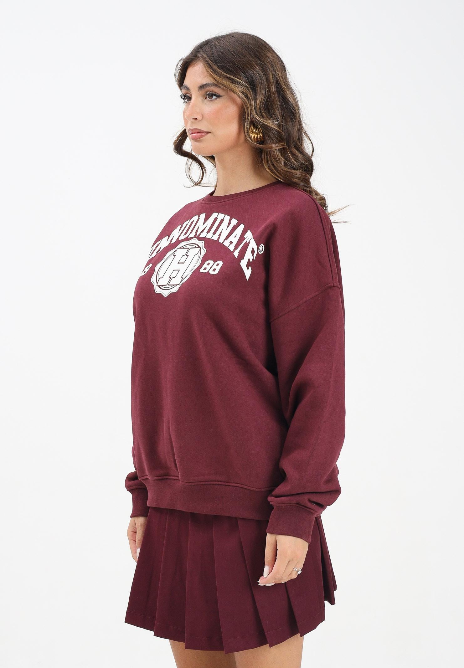 HINNOMINATE Felpa girocollo bordeaux da donna stile college HMABW02070 RS02 HINNOMINATE 
