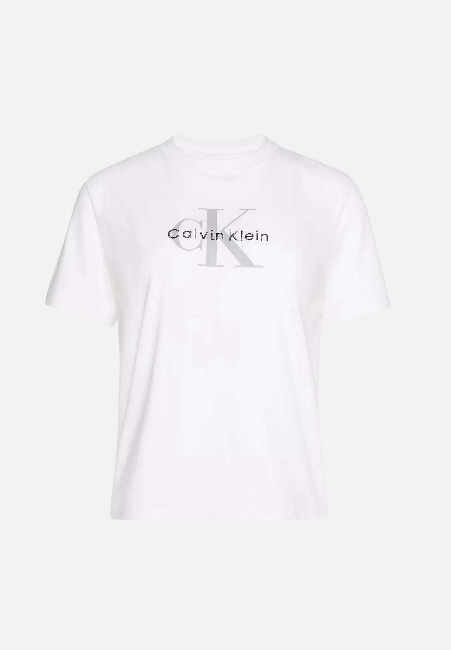 CALVIN KLEIN T-shirt Monogram Logo colore brand Bright White, corrispondente al bianco, da donna. LV047B865G YAA CALVIN KLEIN 