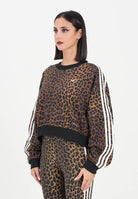 ADIDAS ORIGINALS Felpa girocollo Leopard Crewneck marrone da donna JW7303  ADIDAS ORIGINALS 