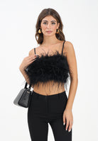 PINKO Top elegante nero da donna con piume 105576A2SO Z99 PINKO 