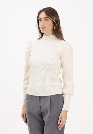 ONLY Maglioncino a collo alto panna da donna realizzato in morbida maglia a costine 15232494 WhitecapGray ONLY 