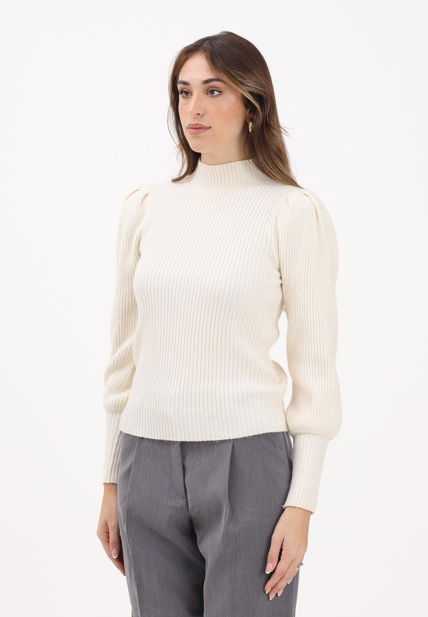 ONLY Maglioncino a collo alto panna da donna realizzato in morbida maglia a costine 15232494 WhitecapGray ONLY 