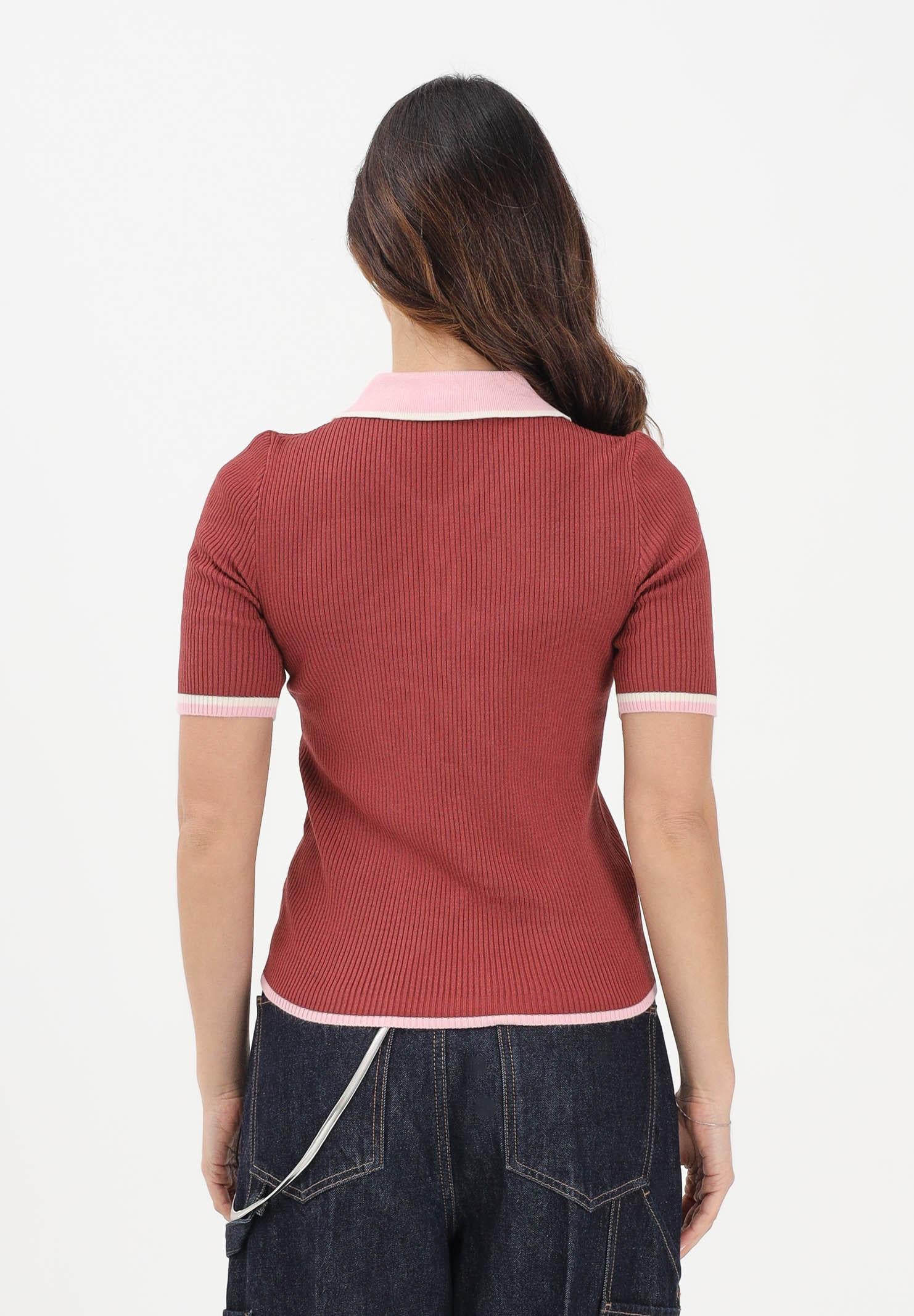 ONLY Polo in maglia a maniche corte mattone da donna con colletto a contrasto 15363165 Re ONLY 