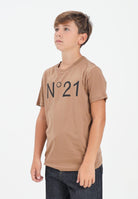 N21 T-shirt a manica corta cammello per donna, ragazzi e bambini con stampa logo N21173N0153 0N720 N21 