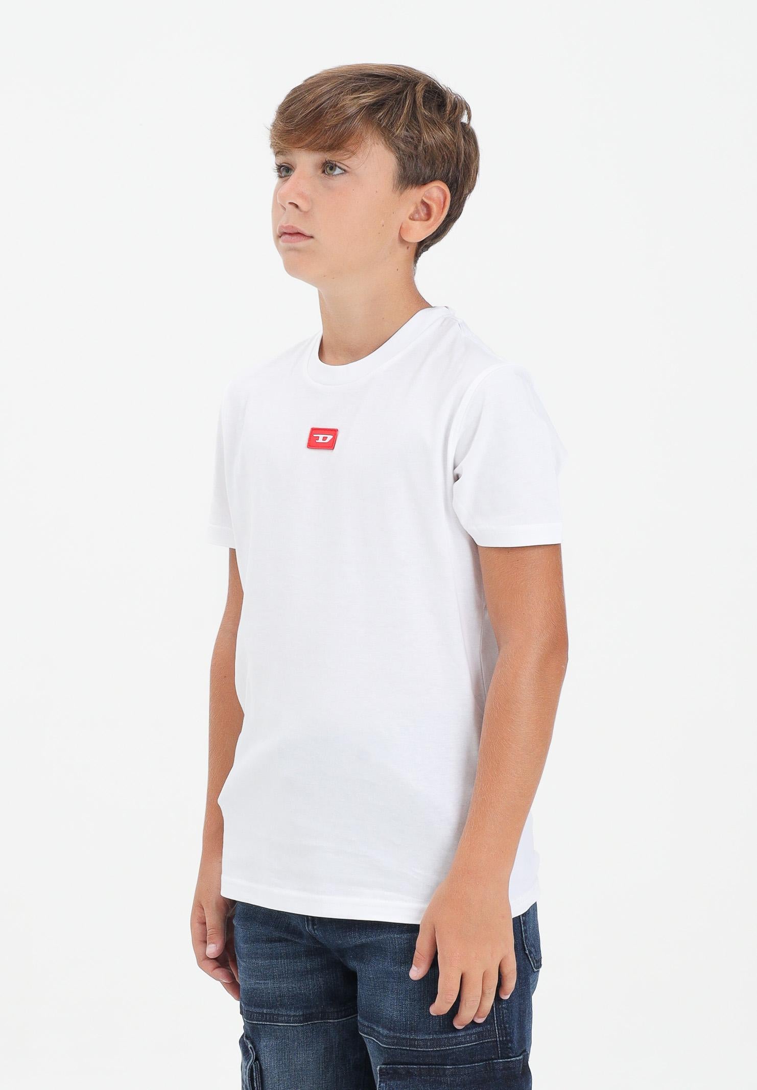 DIESEL T-shirt a manica corta bianca per donna, ragazzi e bambini con logo J025010GRAI K100 DIESEL 