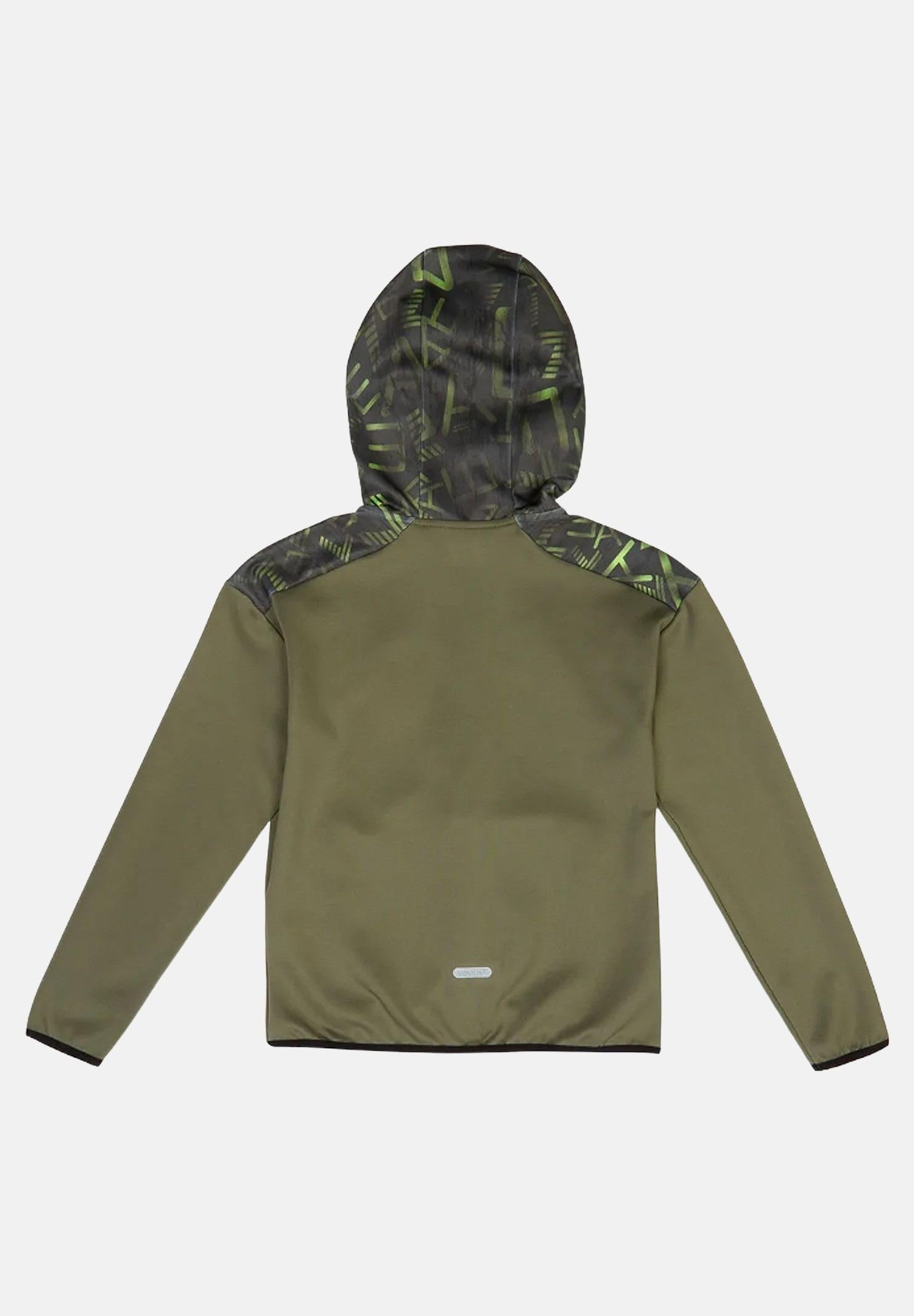 EA7 Felpa con zip verde oliva da bambino impreziosita da inserti con logo all-over 7B000146AF17999 U8100 EA7 