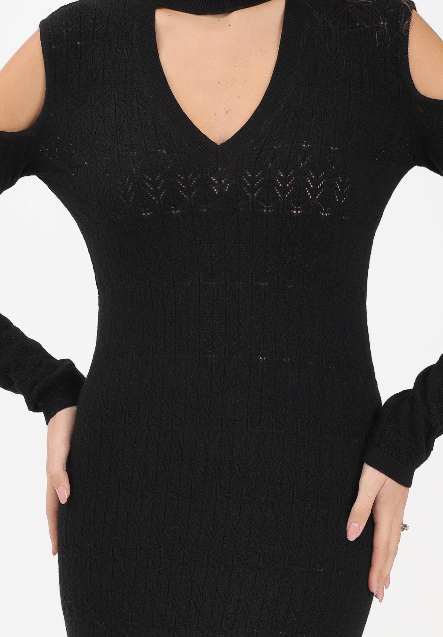 AKEP Abito lungo nero da donna in maglia punto pizzo VSKD11025 V1 AKEP 