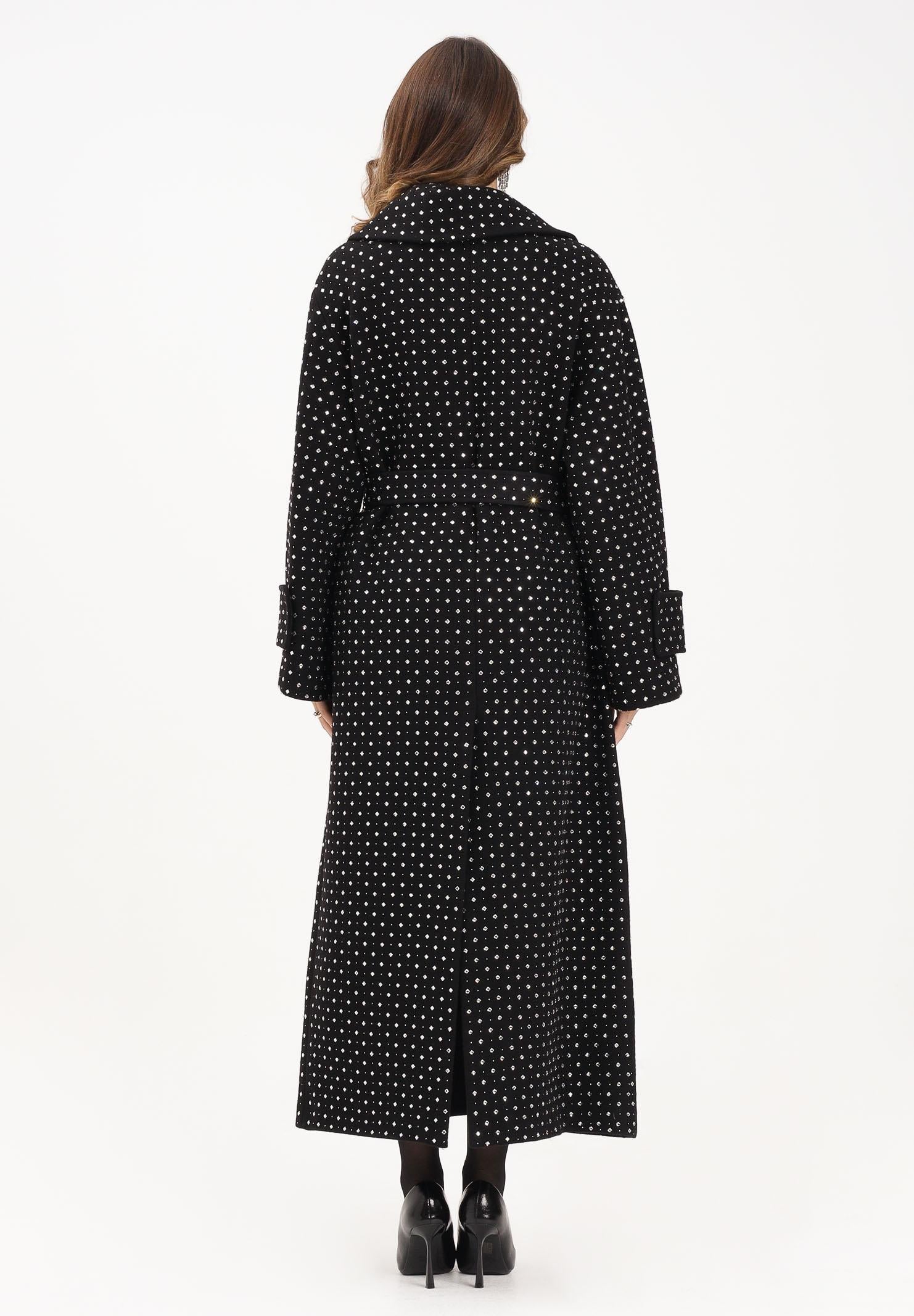 PINKO Cappotto nero da donna con strass e borchie 106154A30W Z99 PINKO 