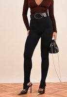 VICOLO Leggings nero da donna con dettaglio alla caviglia UF0161 NE VICOLO 