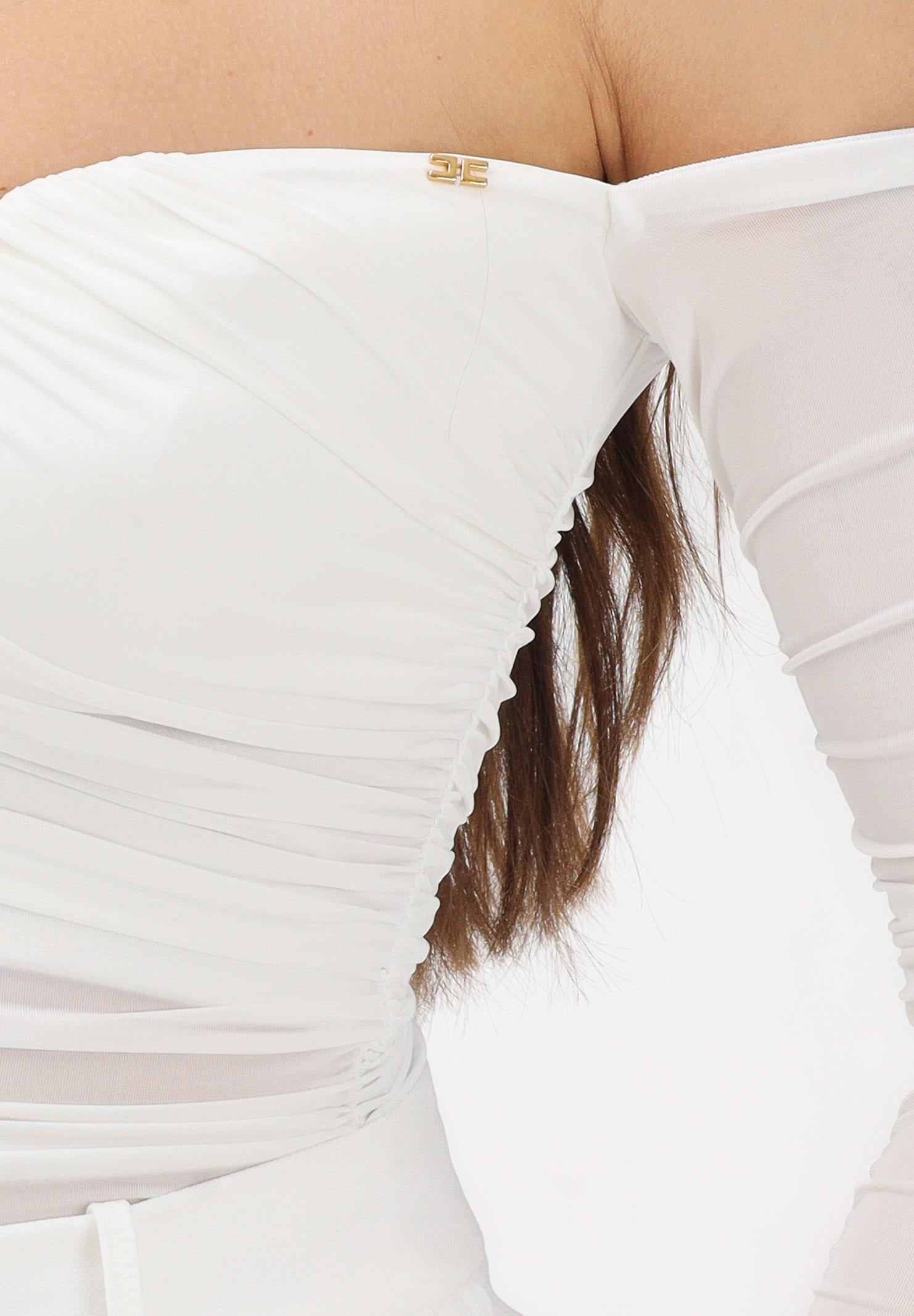 ELISABETTA FRANCHI Body avorio da donna con drappeggi BO01561E2 360 ELISABETTA FRANCHI 