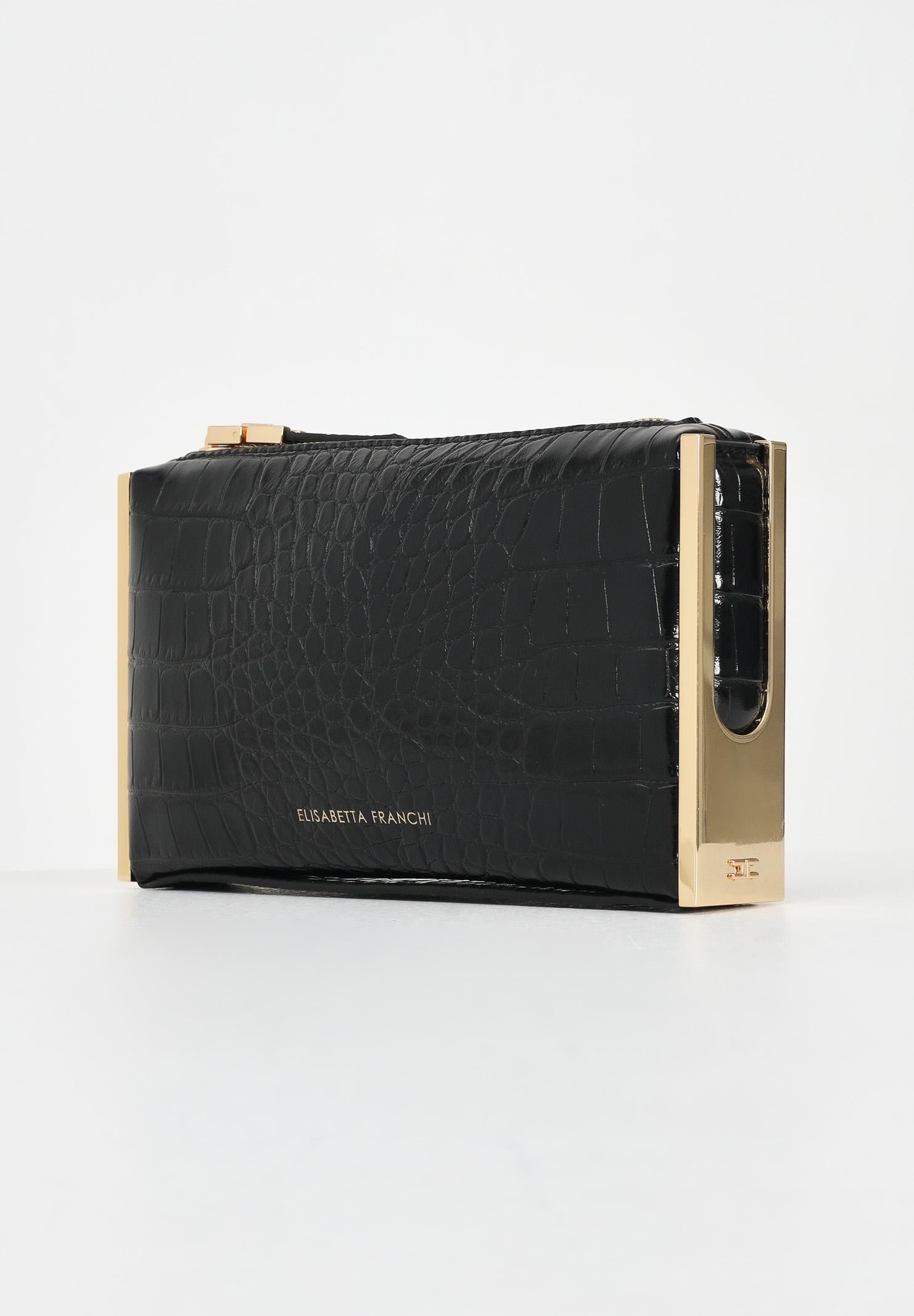 ELISABETTA FRANCHI Pochette nera da donna con stampa cocco BS51A56E2 110 ELISABETTA FRANCHI 