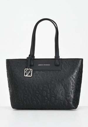 ARMANI EXCHANGE Shopper a spalla nera da donna con logo all-over XW001481AF15774 UC001 ARMANI EXCHANGE 