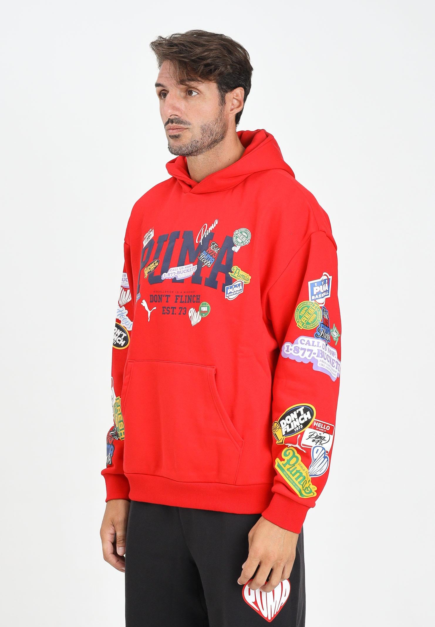 PUMA Felpa con cappuccio HooperHotline rossa da uomo 632827 01 PUMA 